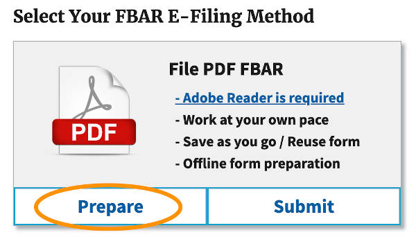 Prepare your FBAR offlike and Submit whenever you're ready