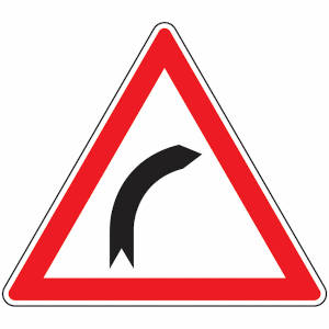 Right curve ahead French road sign