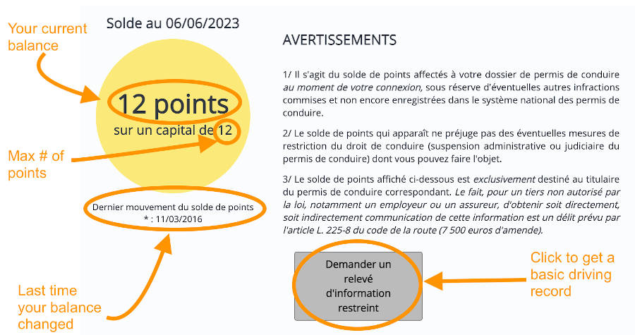 Télépoints is a service to check your driving point balance