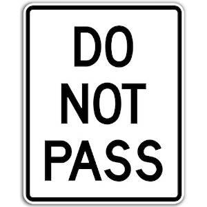 Do not pass U.S. road sign