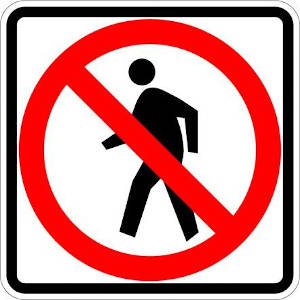 No pedestrians U.S. road sign