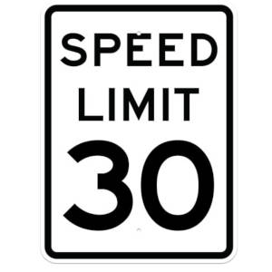 30mph speed limit U.S. road sign