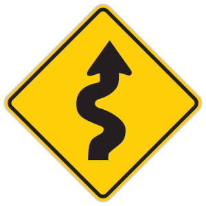 Winding road ahead U.S. road sign