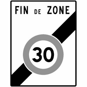 End of 30km/h speed limit French road sign